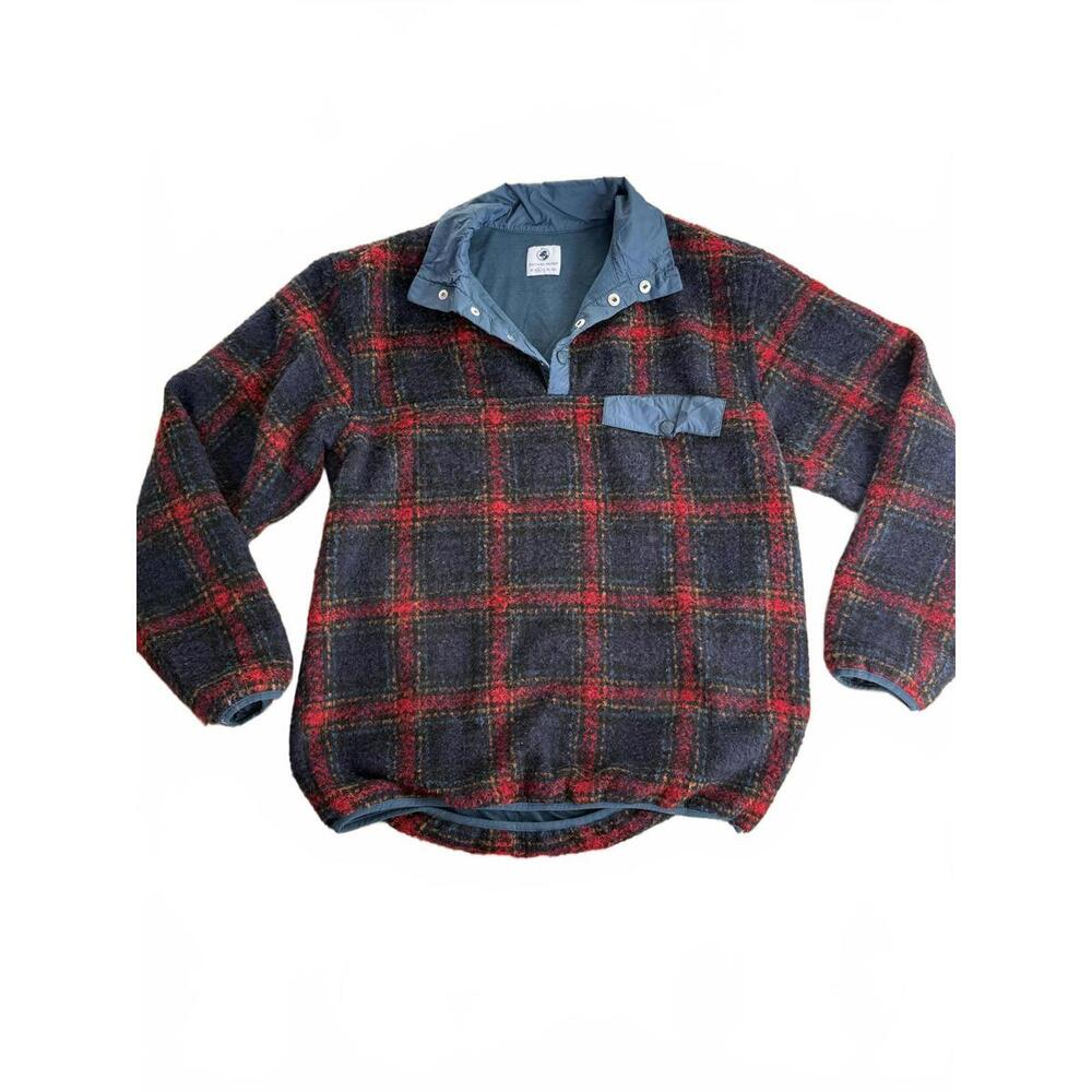 Men's Plaid Pullover Fleece Jacket